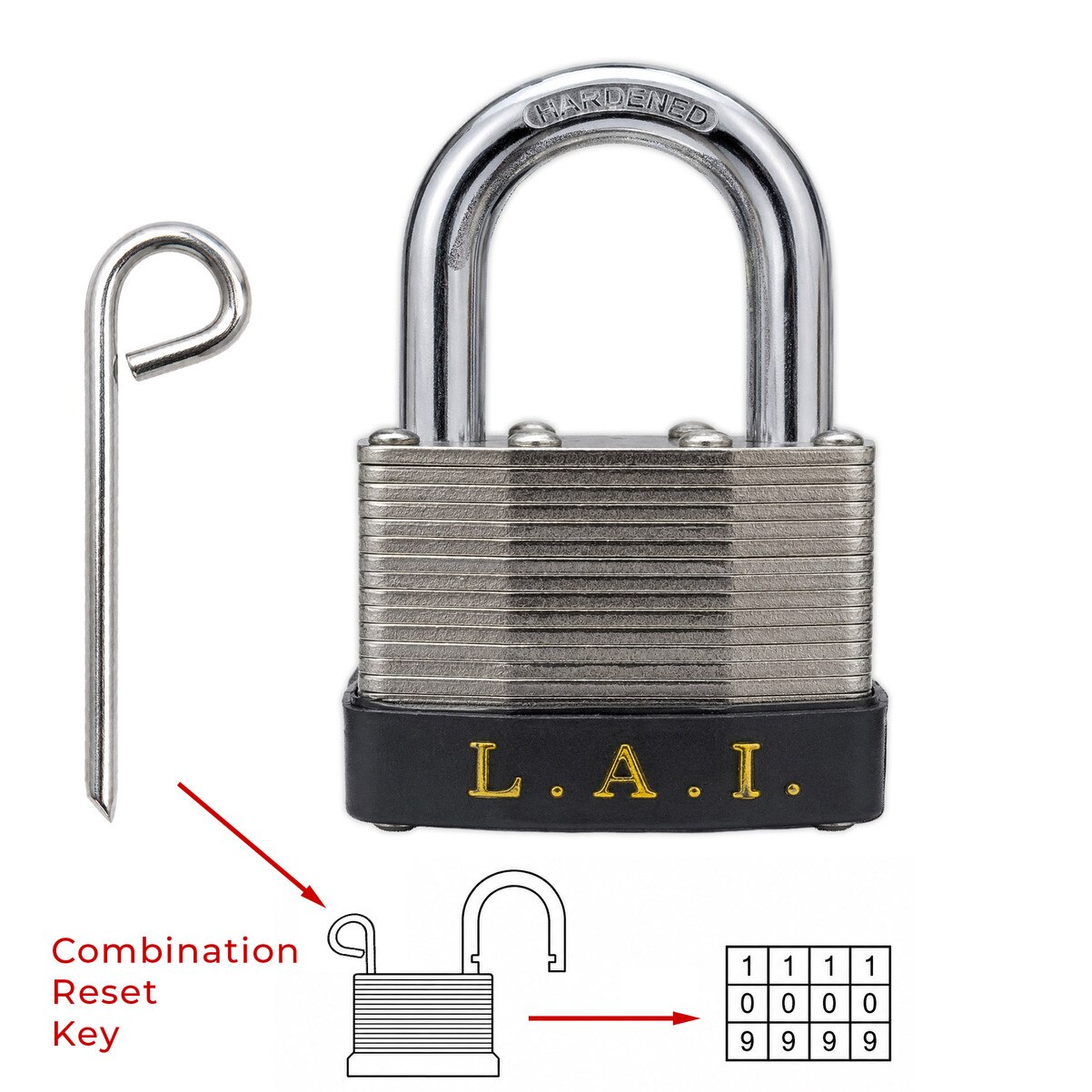 Combination padlock reset key